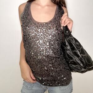 Y2k gray max studio sequin mesh cami